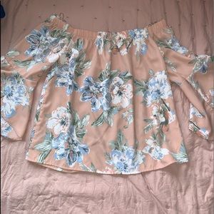Light pink off the shoulder flowy blouse